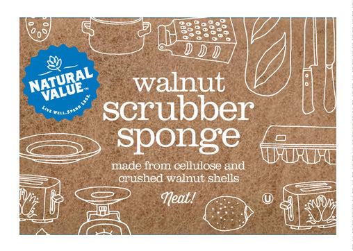 Natural Value Scrub Sponge Walnt Shl (24x1Each)