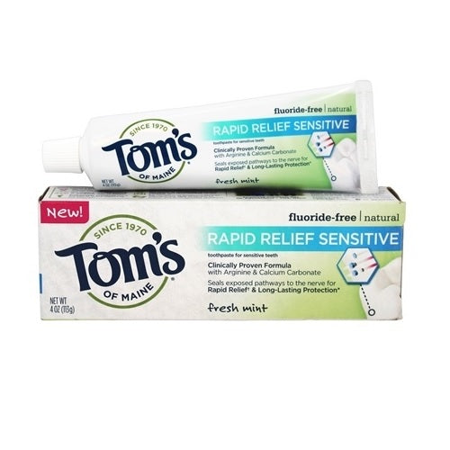 Tom's of Maine Rapid Relief Sensitive Fluoride-Free Natural Toothpaste Fresh Mint (6x4 OZ)
