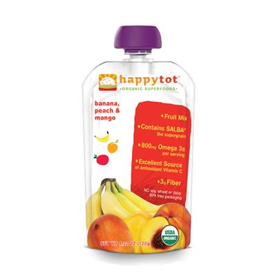 Happy Tot Organic Stage 4 Pouch Food Banana, Mango & Peach (16x4.22 Oz)