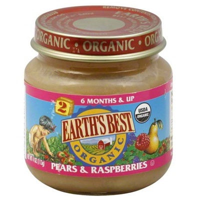 Earth's Best Baby Foods Baby Pear/RaspBerry (12x4OZ )