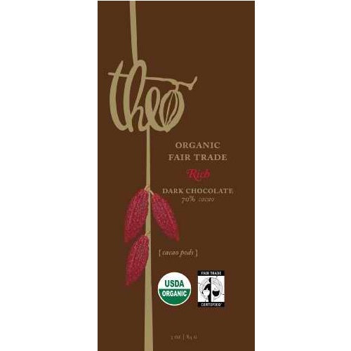 Theo Chocolate Dark Chocolate 70% Cacao Bar (12x3Oz)