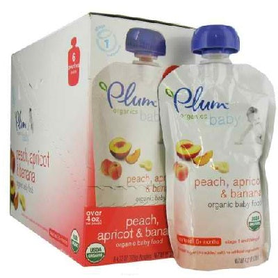 Plum Organics Peach/Aprct/Ban (6x4OZ )