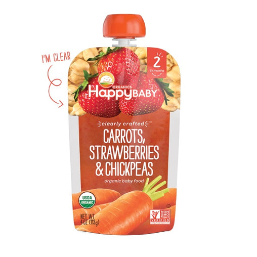 Happy Baby Stage 2 Clearly Crafted Carrots, Strawberries and Chickpeas (16x4 OZ)