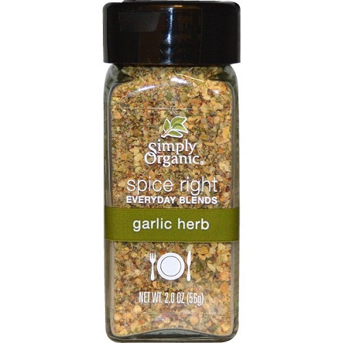 Simply Organic Organic Spice Right Everyday Blends, Garlic Herb (6X2 OZ)