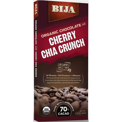 Bija Cherry Chia Crunch Chocolate Bar (10x3.17 OZ)