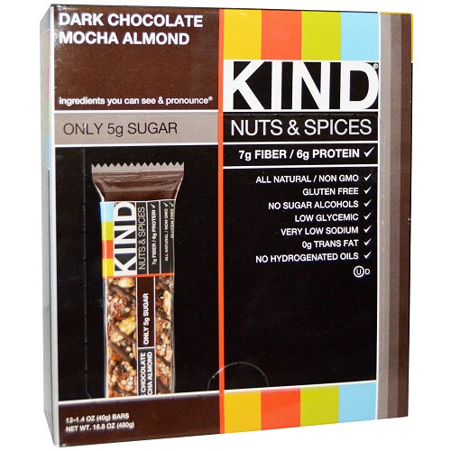 Kind Nuts & Spices Dark Chocolate Mocha Almond Bar  (12x1.4 OZ)