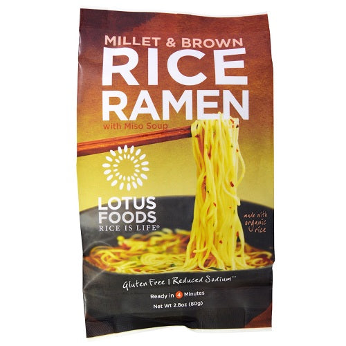 Lotus Foods Rice Ramen Noodles Millet and Brown Rice with Miso Soup  (10x2.8 OZ)