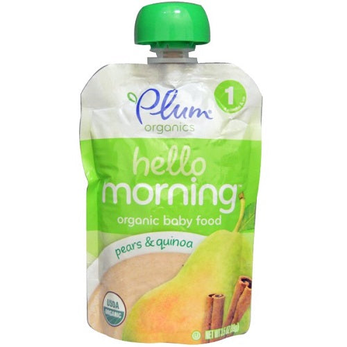 Plum Organics Hello Morning, Organic Baby Food, Pears & Quinoa (6X3.5 OZ)