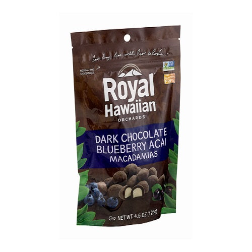 Royal Hawaiian Orchards Chocolate Macadamias, Blueberry Acai (6X4.5 OZ)